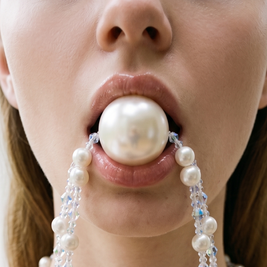 【The Ivory Seal】Glass Pearl Necklace Ball Gag